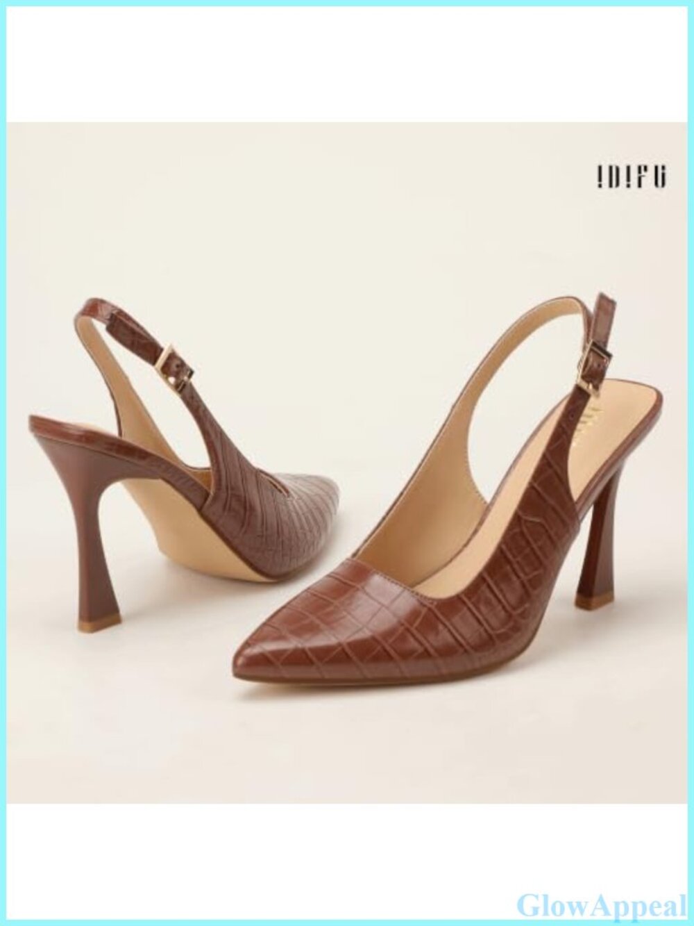 IDIFU Women's Crocodile PU Slingback Stiletto Heels Pointed Toe Pumps for - Picture 4 of 5